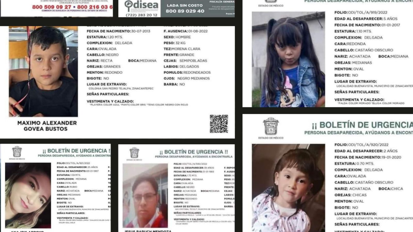 Alarma por desapariciones en Zinacantepec y Almoloya de J.